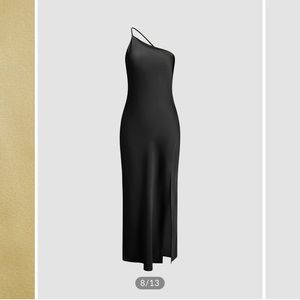 Commense Moonlight Open Back Satin Slit Long Dress
Black / XS